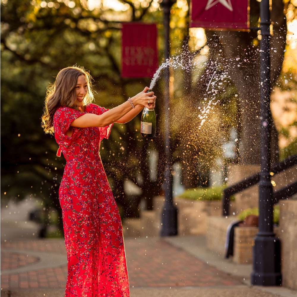 Floral Red Dress